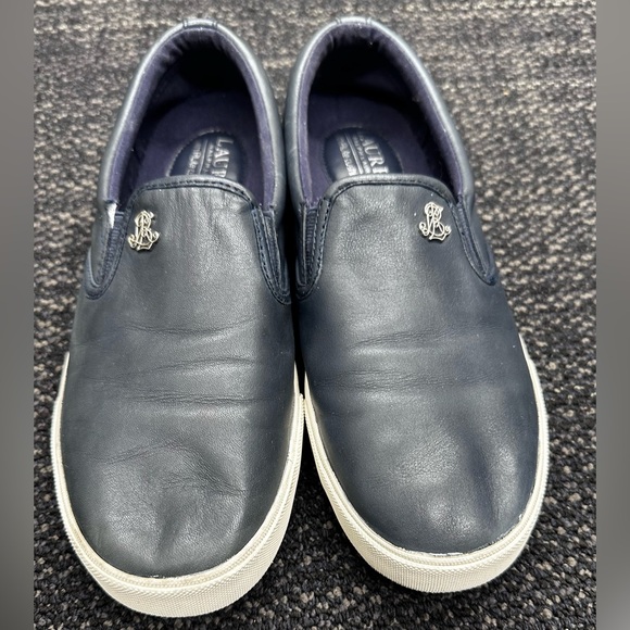Lauren Ralph Lauren | Women's Blue Leather Slip-On Sneakers – Size 8 - Picture 3 of 8